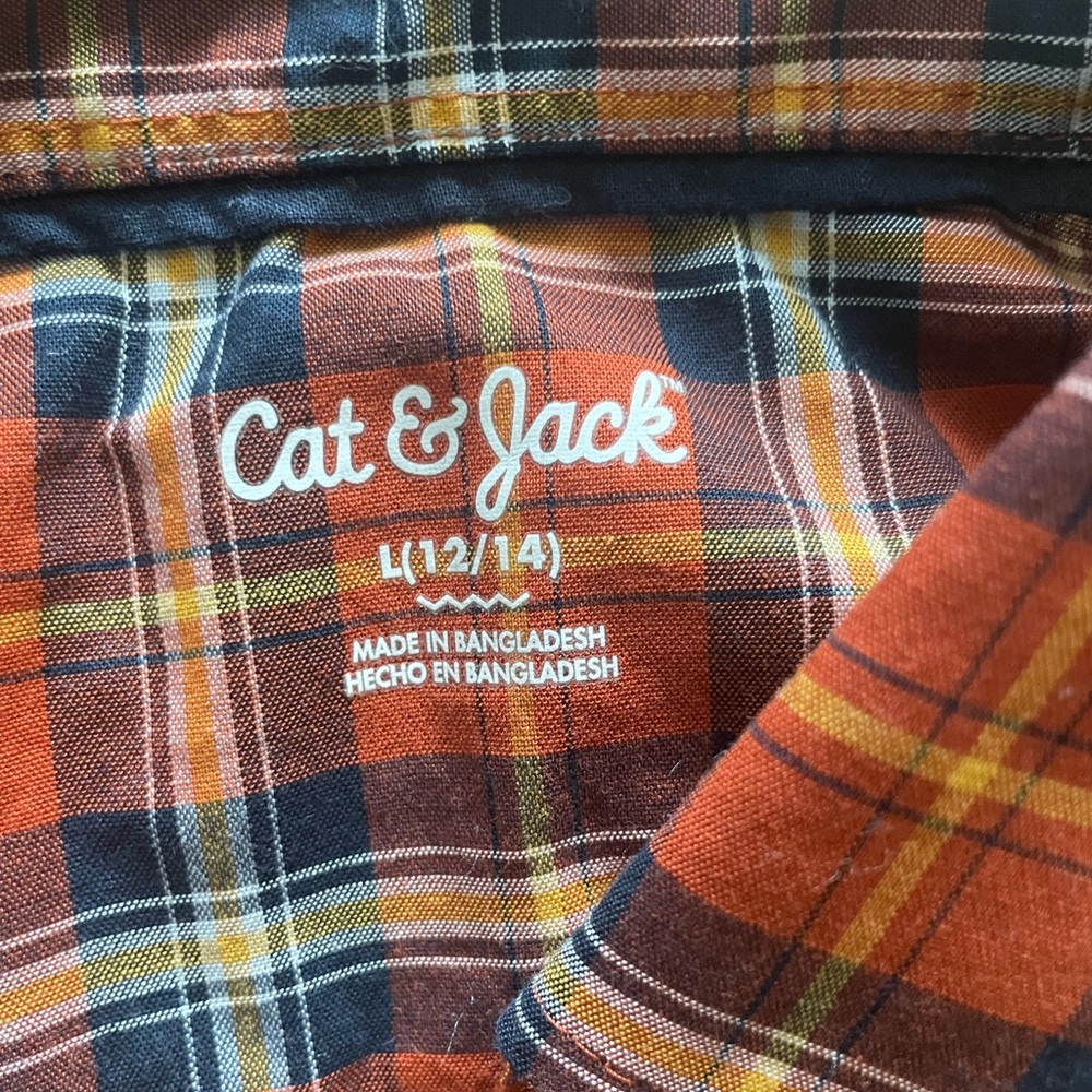 Cat & Jack Orange Plaid Shirt